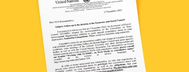 ¡Fundación Comparlante obtiene el estatus consultivo especial de la ONU!