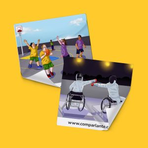 Illustrative image of the stickers with the characters of the Active Accessibility program.