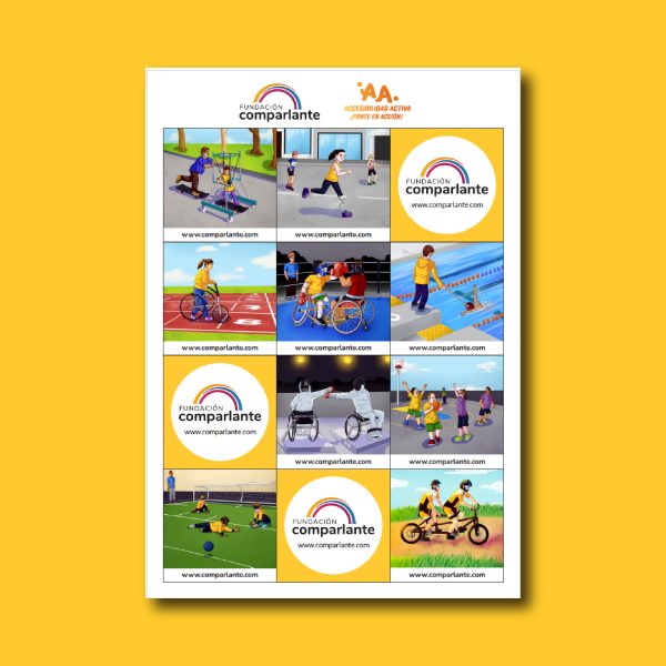 Illustrative image of the sheet with stickers of the different accessible sports.