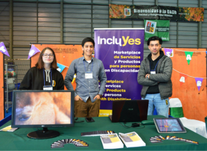 Pablo Ojeda, and the Web Accessibility team, at an incluYes showroom stand in Puerto Montt, Chile.